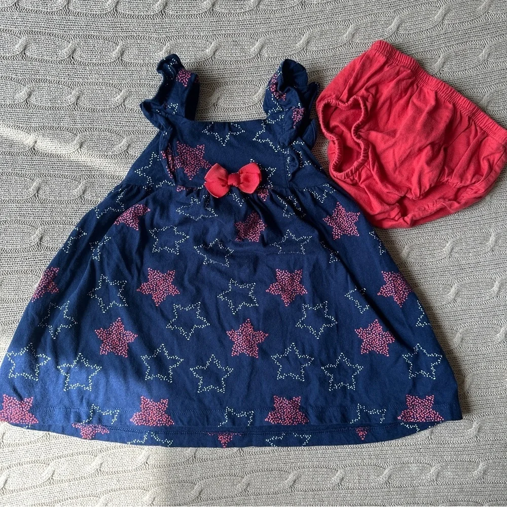 EUC Carter’s 3pc Baby Girl 4th of July Dress Bundle, Stars and Stripes, 18 Mo